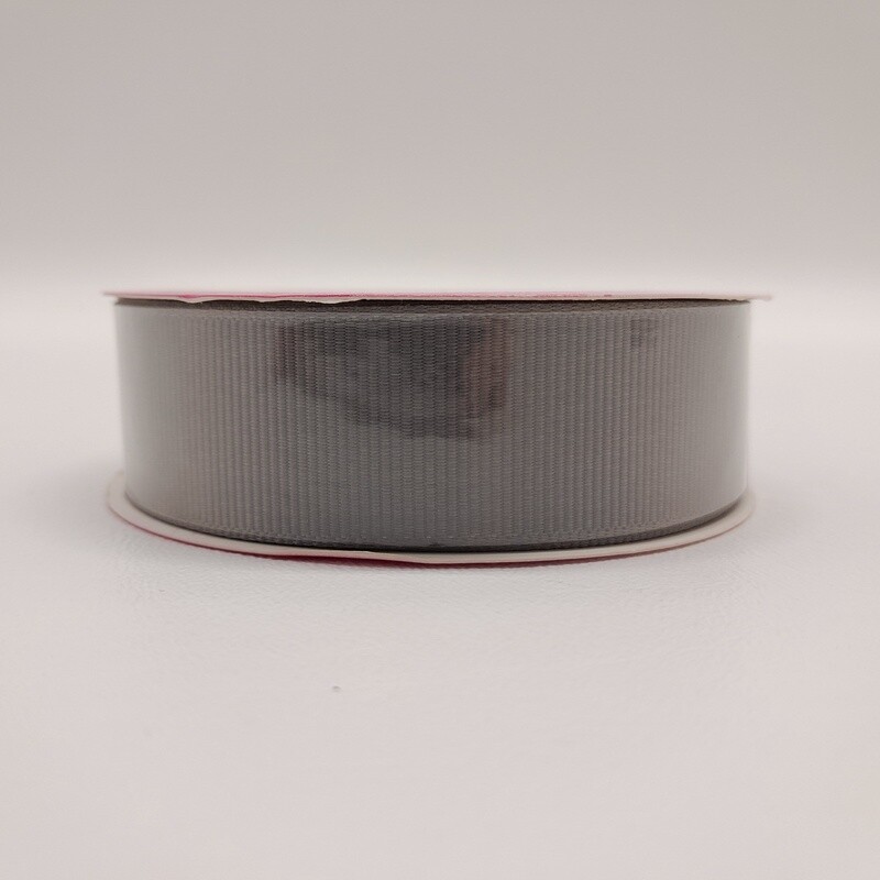 7/8"x7yd Grosgrain Ribbon Metal Gray