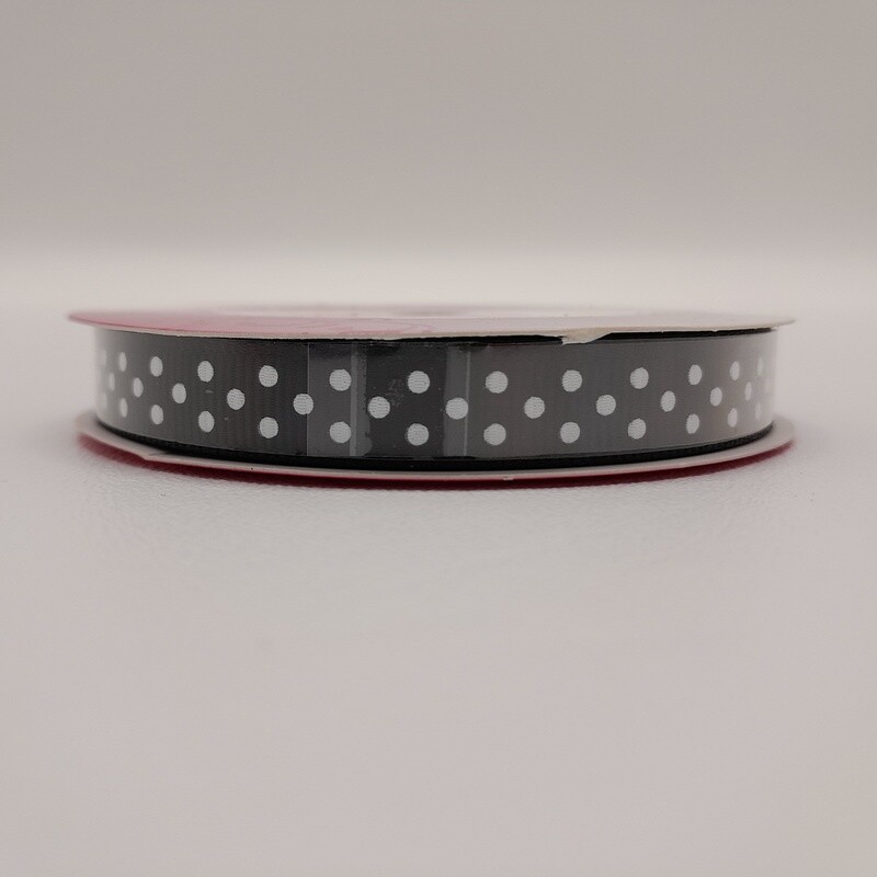 3/8"x5yd Grosgrain Swiss Dot Ribbon Black