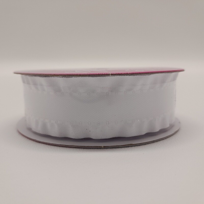 7/8&quot;x4yd Double Ruffle Ribbon White