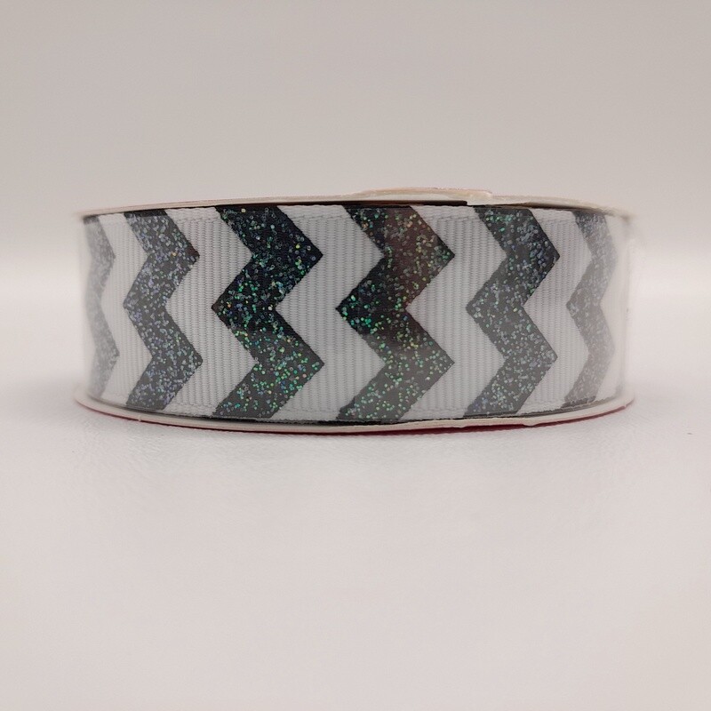 7/8&quot;x4yd Sugar Chevron Ribbon Black