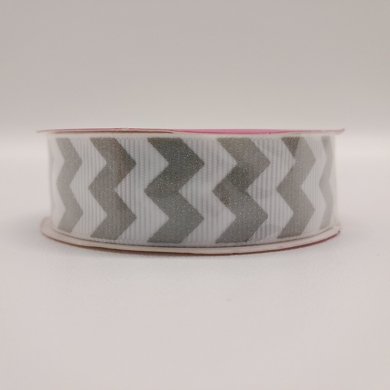 7/8&quot;x4yd Sugar Chevron Ribbon Platinum