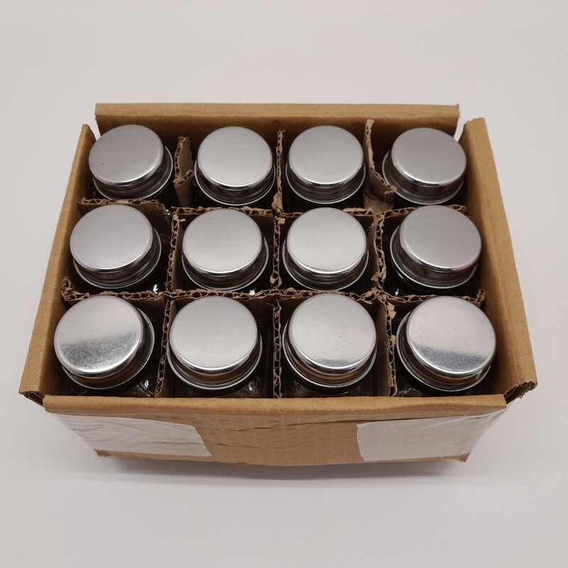 12pc 1.5&quot;x3.25&quot; Square Jar w/ 1&quot; Opening (Glass)