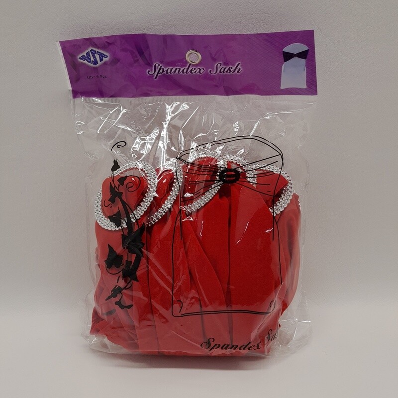 6pc 12&quot; Spandex Sash w/Buckle Red