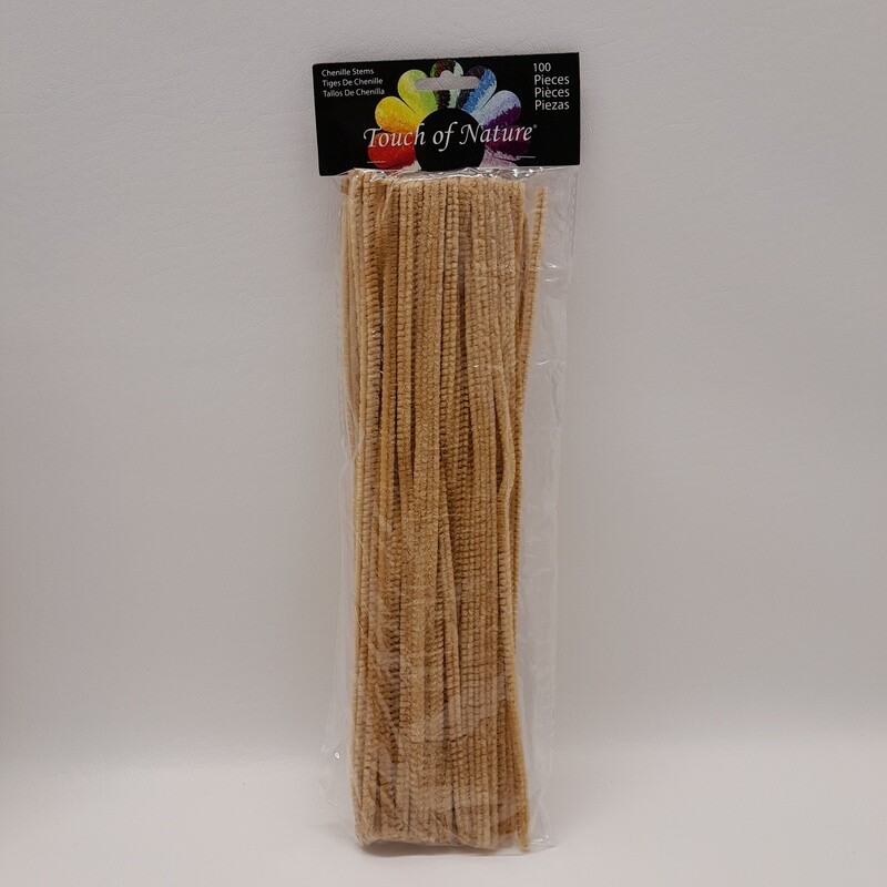 100pc  6mm x 12&quot; Chenille Stem Beige