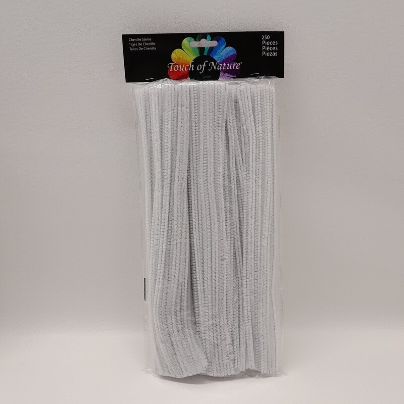 250pc 6mm x 12&quot; Chenille Stems White
