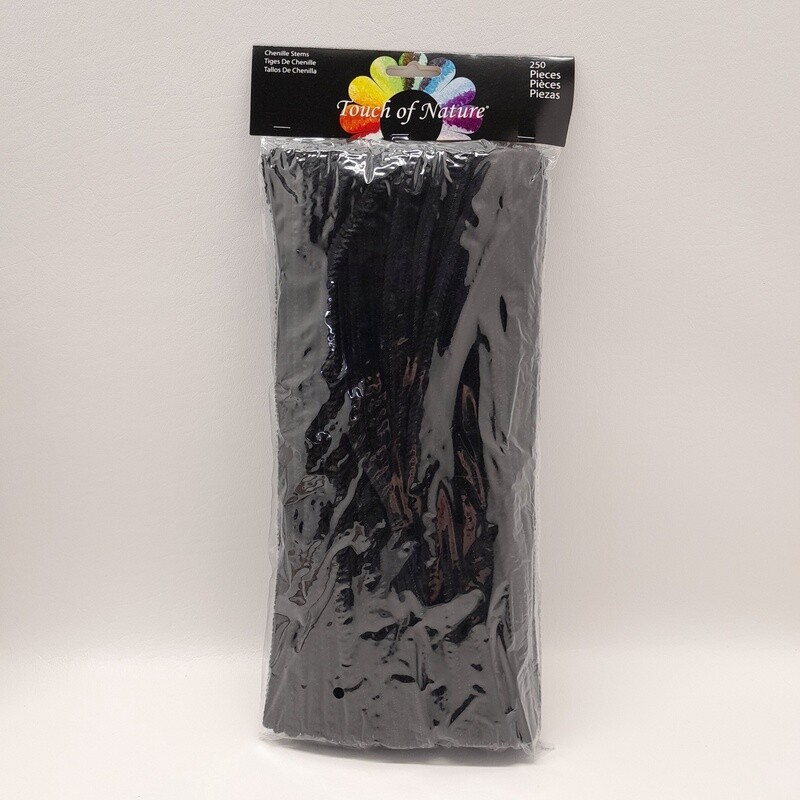 250pc 6mm x 12&quot; Chenille Stems Black