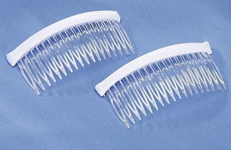 2pc 4&quot; Fabric Edge Hair Comb White/Clear