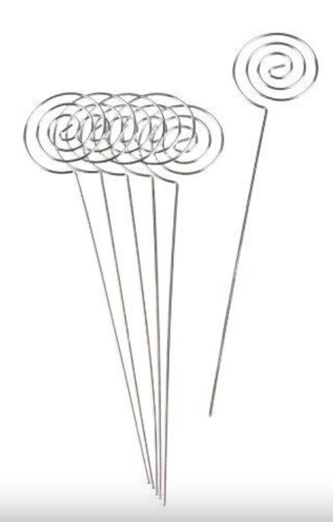6pc 6" Card Holder Picks Silver