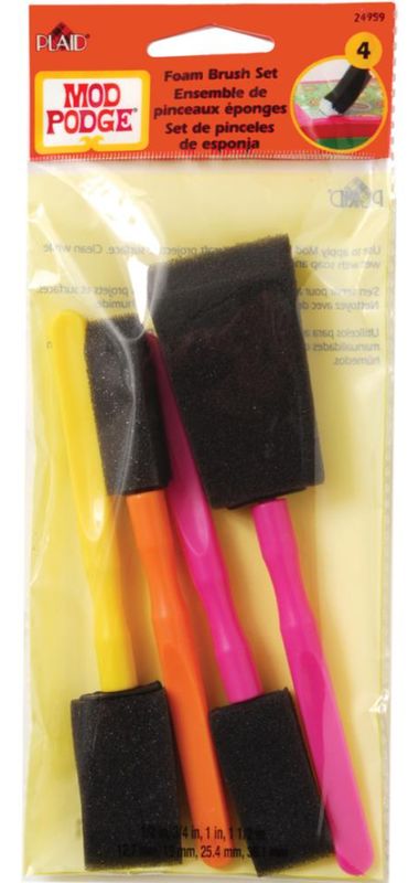 4pc Plaid Mod Podge Foam Brush Set
