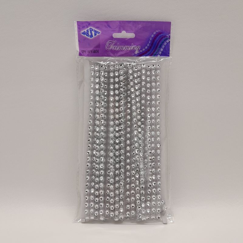 10yd 5mm Single Rhinestone Band Silver