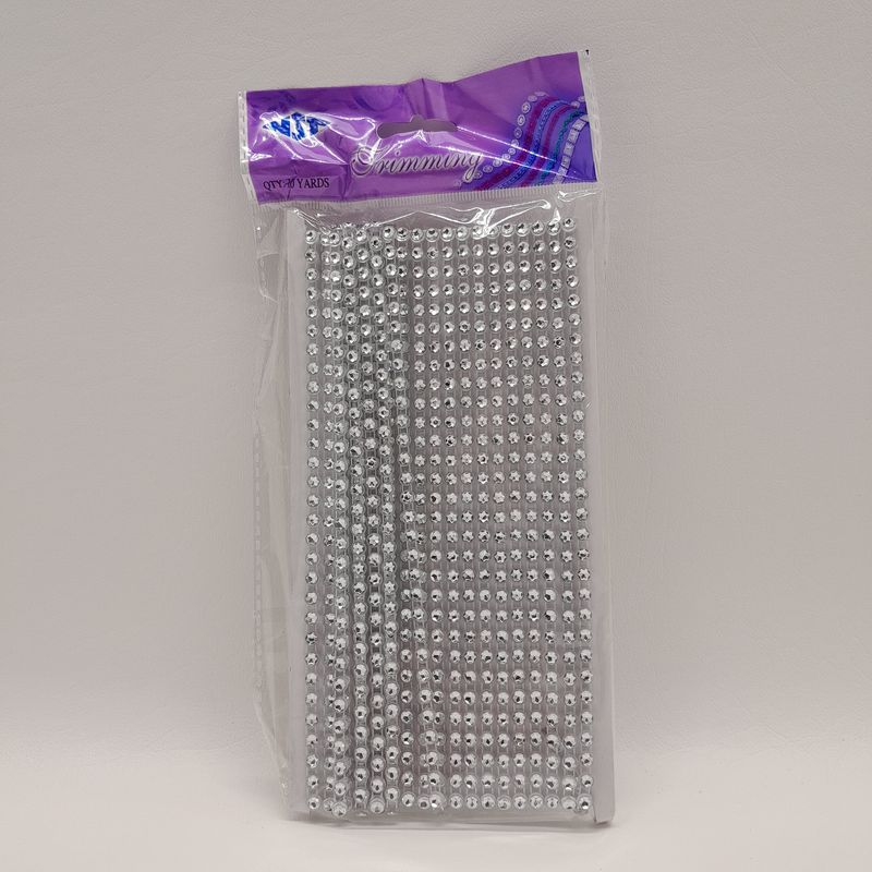 10yd 4mm Single Rhinestone Band Silver