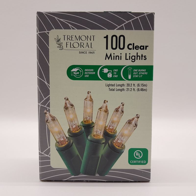 100 Light Green Wire Clear Bulb