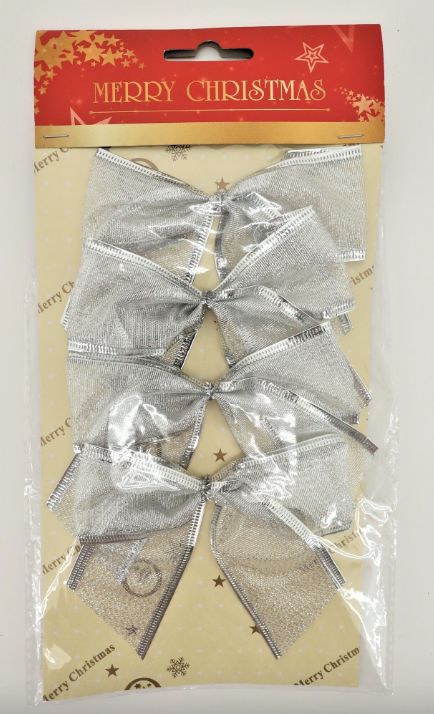 4pc 4&quot; Bows Silver