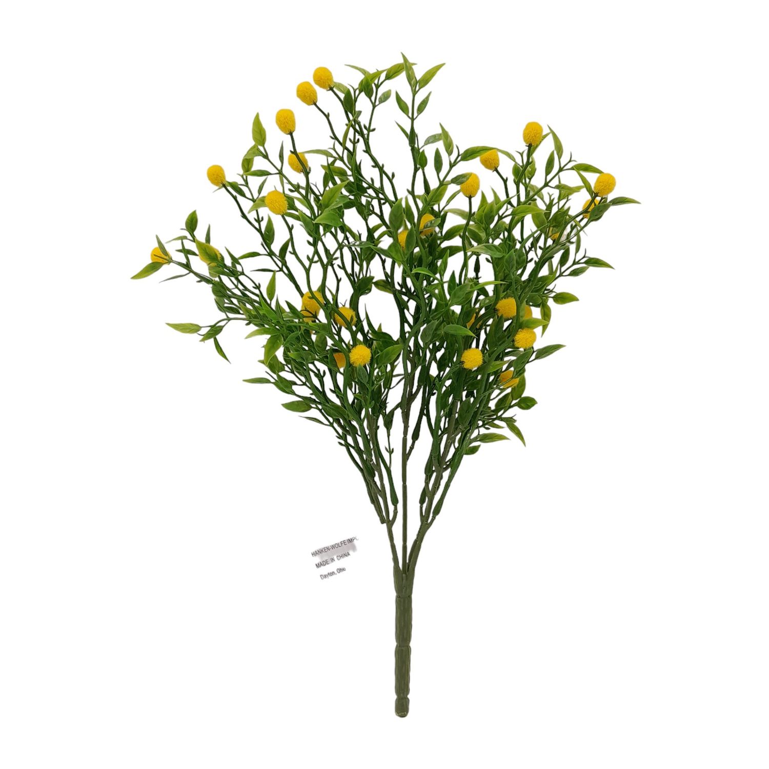 12.5" Tealeaf Bush w/Fuzzy Berries Yellow