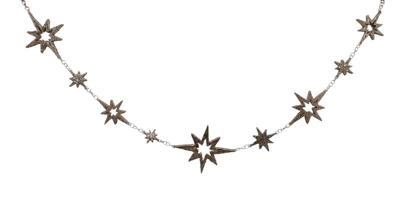 84" Glittery Star Garland Platinum