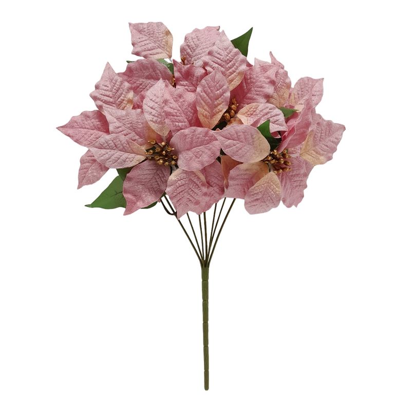 17&quot; Poinsettia Bush x7 Pink