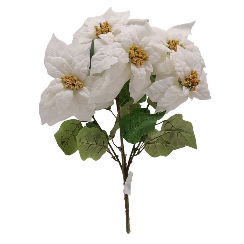 20&quot; Non-Bleed Poinsettia Bush x5 White