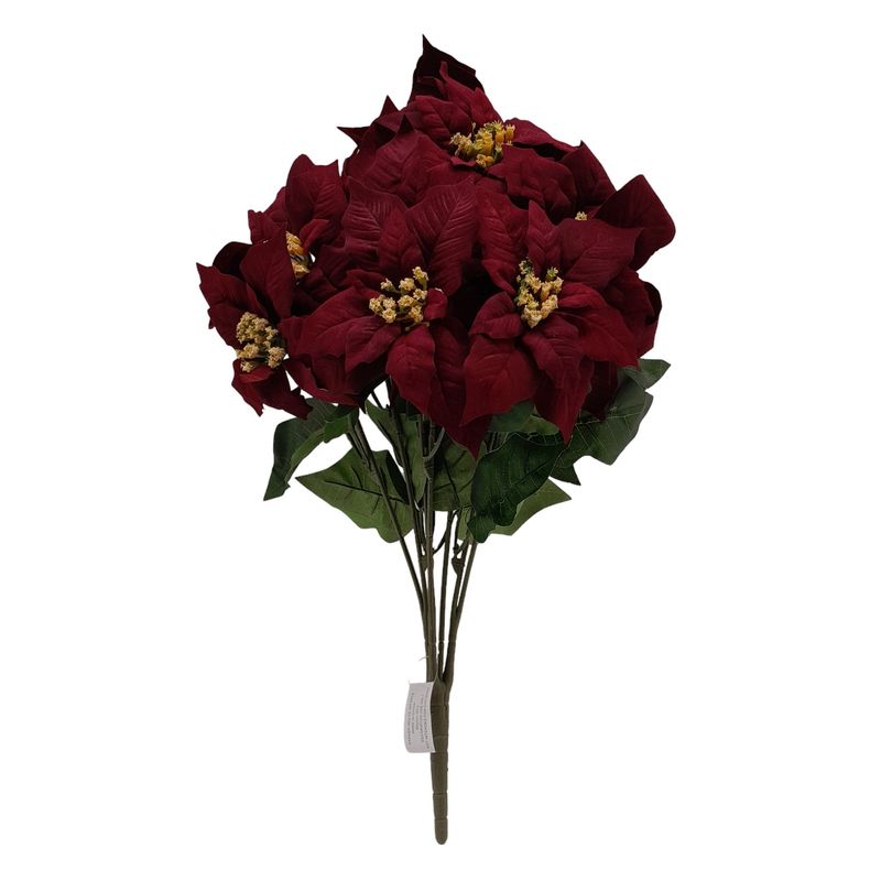 22&quot; Non-Bleed Poinsettia Bush x7 Burgundy
