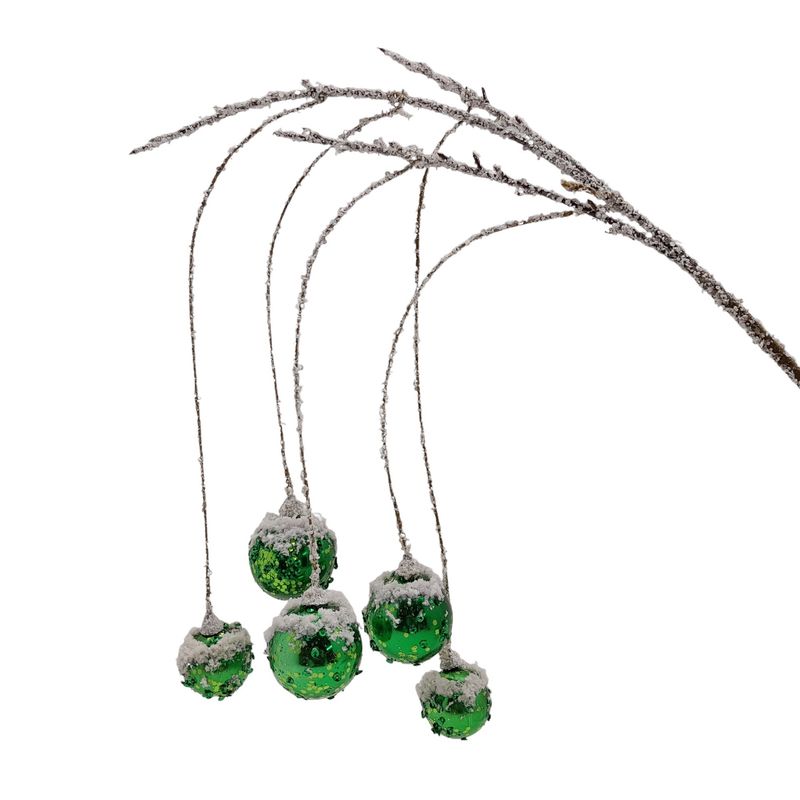 38&quot; Iced Hanging Ornament Spray x5 Green