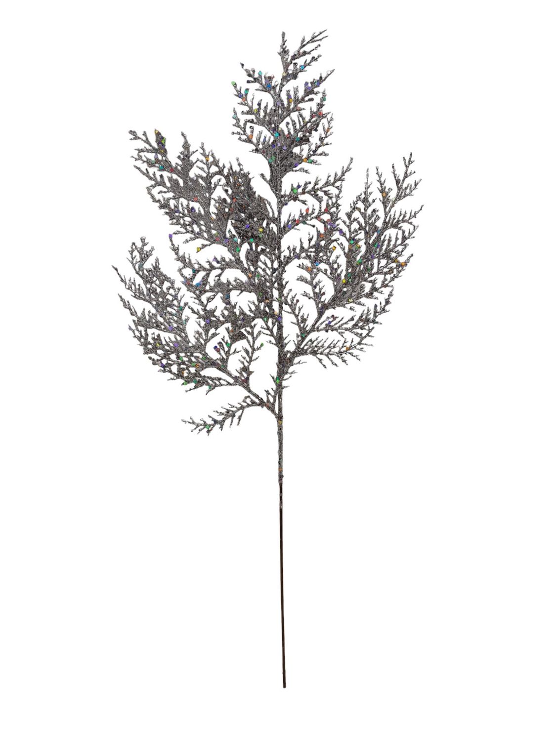 21" Glitter Cedar Spray Silver
