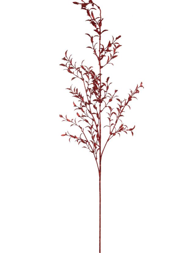 36" Glitter Boxwood Spray x4 Red