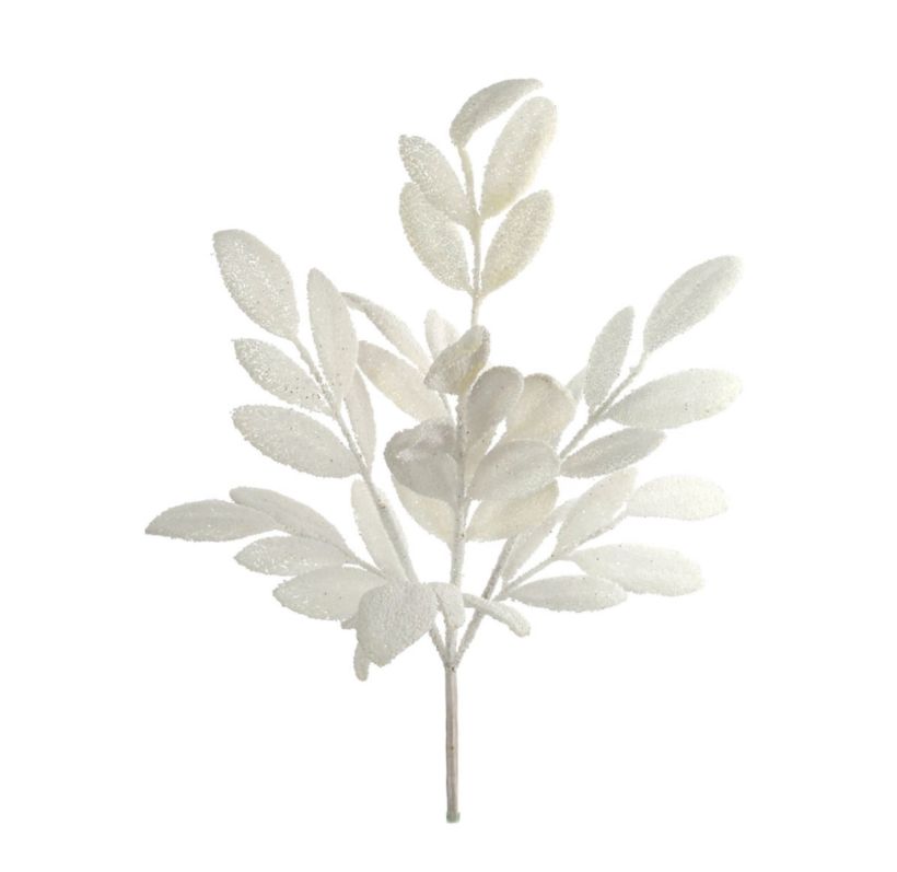20" Glitter Magnolia Leaf Spray Iridescent