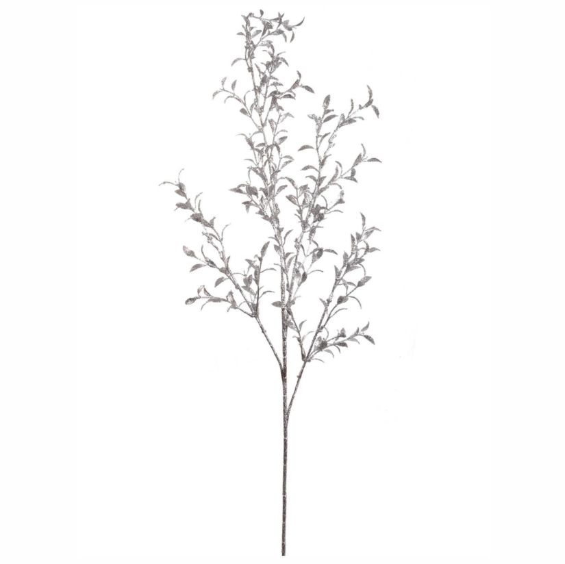 36" Glitter Boxwood Spray x4 Silver