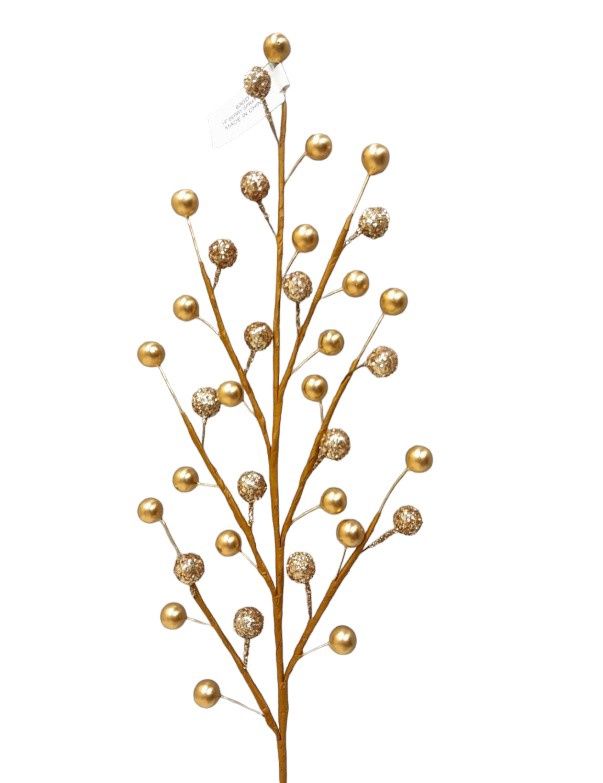 1pc 19&quot; Berry Spray w/35 Berries  Gold