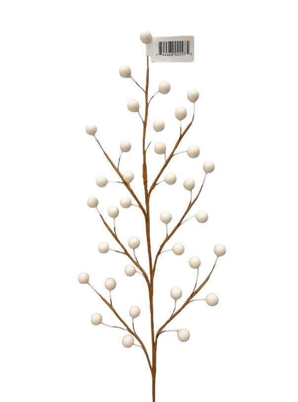1pc 19&quot; Berry Spray w/35 Berries White