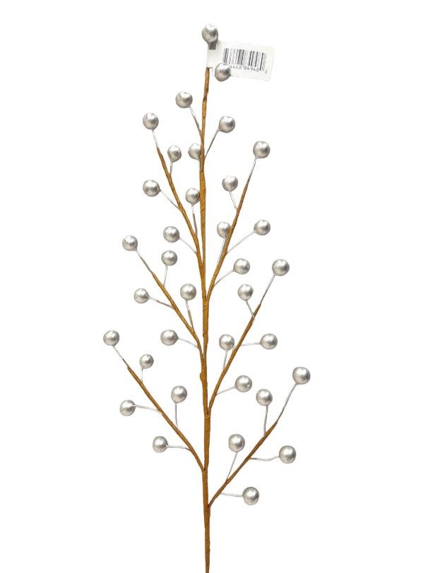1pc 19&quot; Berry Spray w/35 Berries Silver