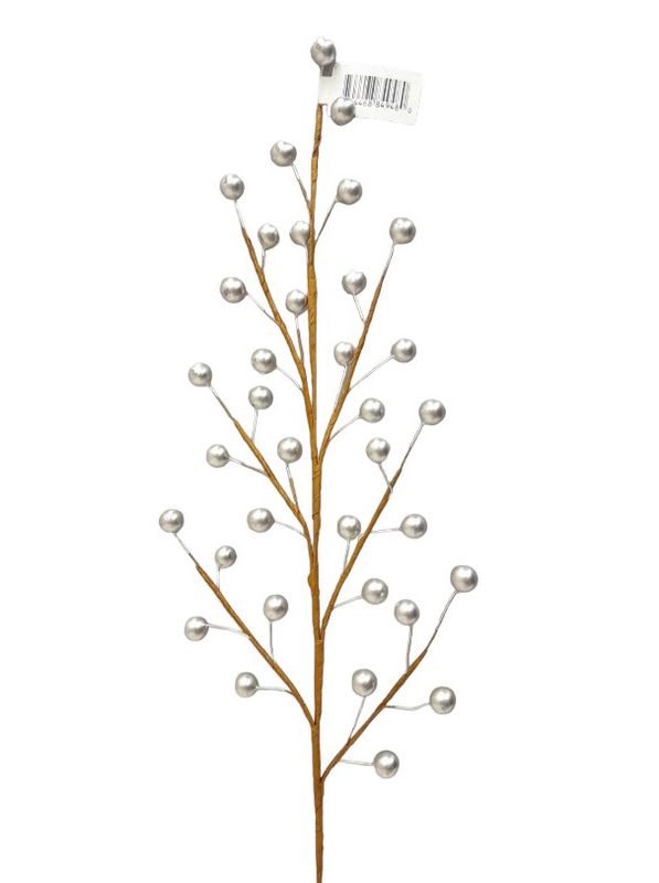 1pc 19" Berry Spray w/35 Berries Silver 1pc 19" Berry Spray w/35 Berries Silver