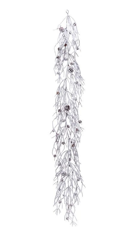 6&#39; Snow Twig/Pinecone Garland White