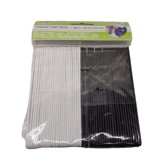 50pc 4.5&quot; Craft Sticks Black/White