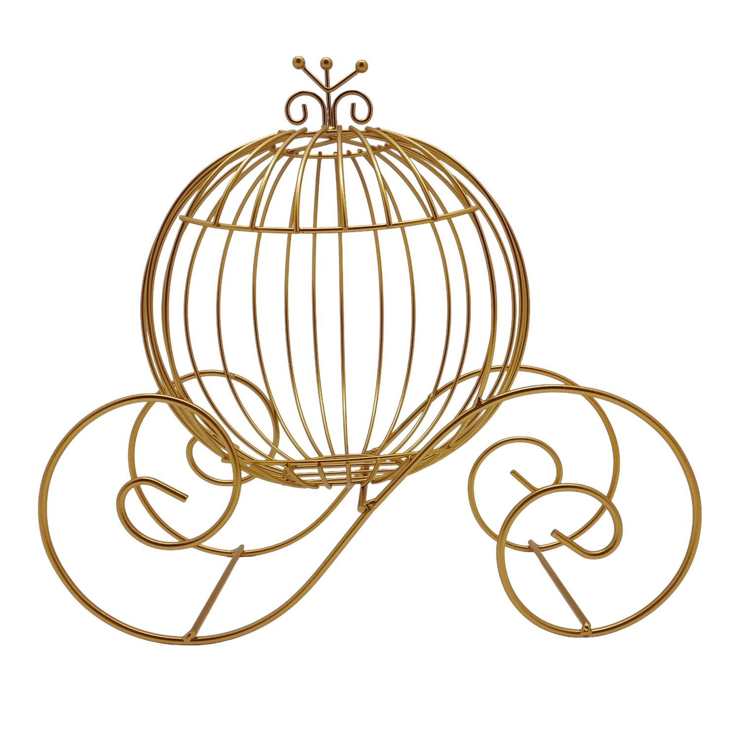 15.5&quot;x9&quot;x14&quot; Metal Wired Pumpkin Coach Gold