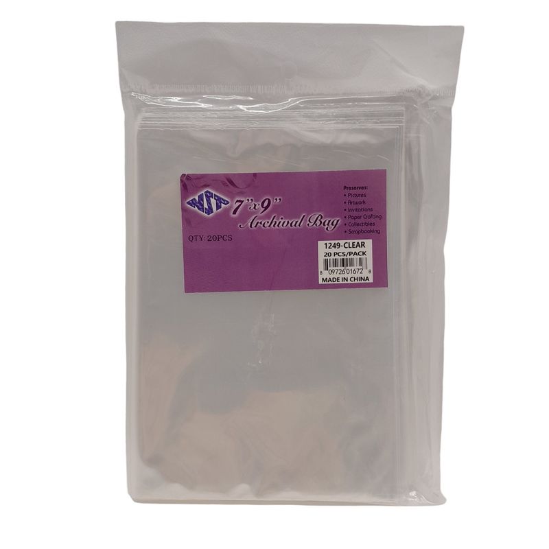 20pc 7"x9" Sealable Cellophane Archival Bags Clear (Preserves: Pictures, Artwork, Invites, Collectibles, etc.)