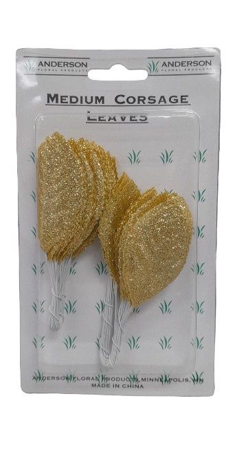 50pc Glitter Leaf Picks  Gold