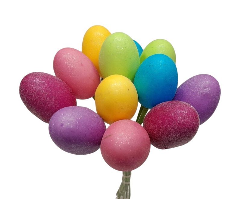 12pc 2.5&quot; Frosted Easter Egg Pick Bundle Multi