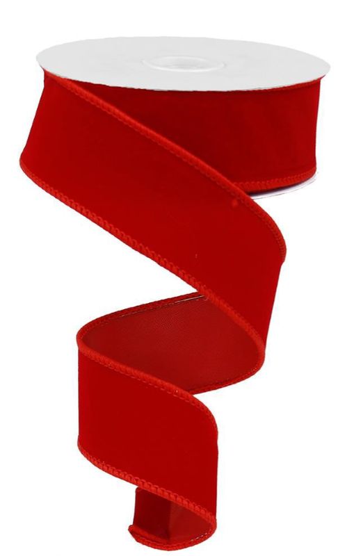 1.5&quot;x10yd Outdoor Wired Velvet Ribbon Red