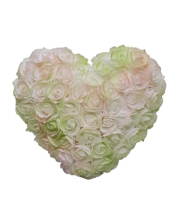 12&quot; Foam Rose Heart Cream/Pink/Green