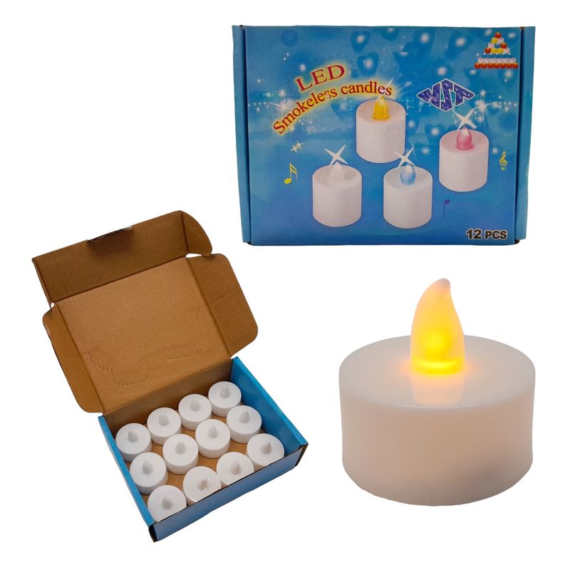 12pc 1.5&quot;x.75&quot; Led Tea Lights Yellow