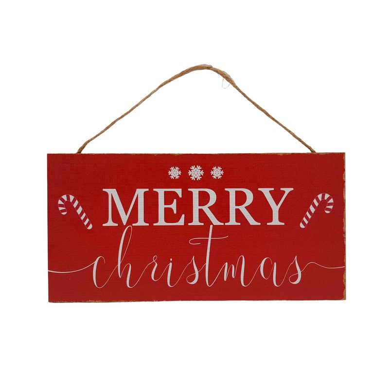 11.8"x6"x0.24" Merry Christmas Sign Red/White