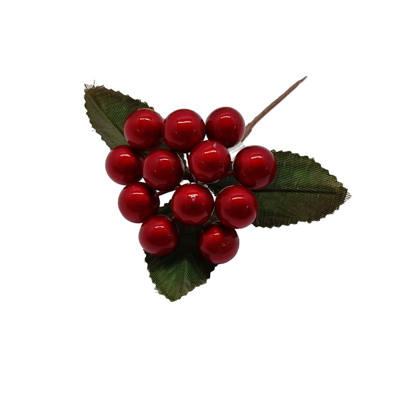 1pc 4.5" Berry Cluster w/12 Berries Metallic Red 1pc 4.5" Berry Cluster w/12 Berries Metallic Red