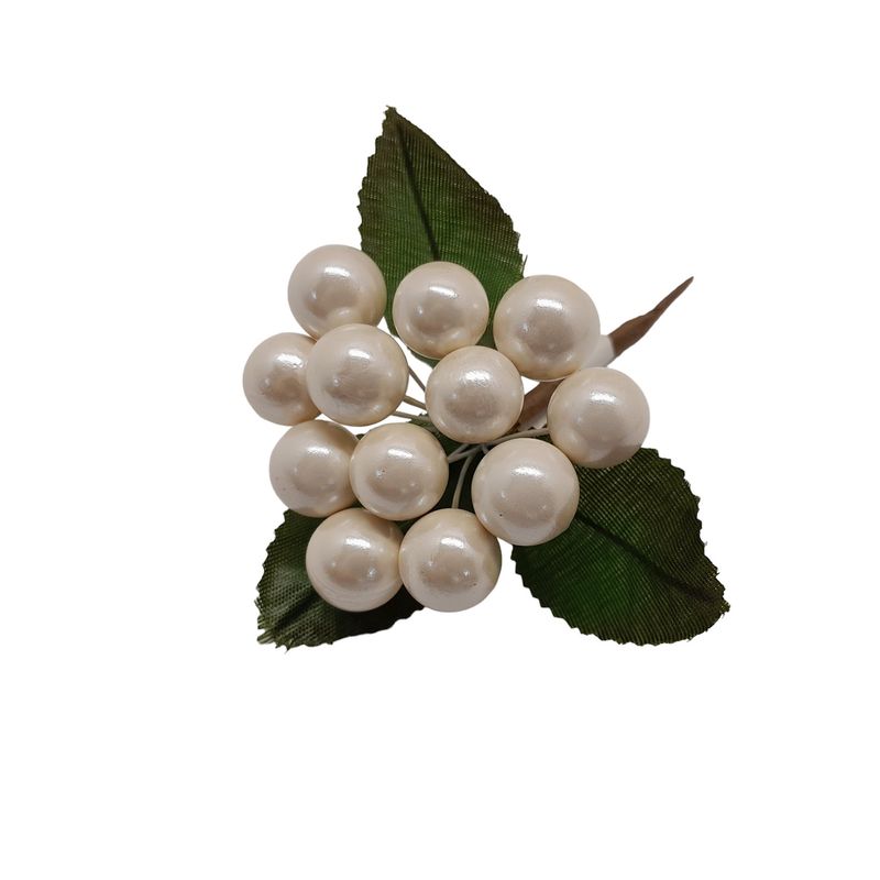 1pc 4.5" Berry Cluster w/12 Berries Pearl 1pc 4.5" Berry Cluster w/12 Berries Pearl
