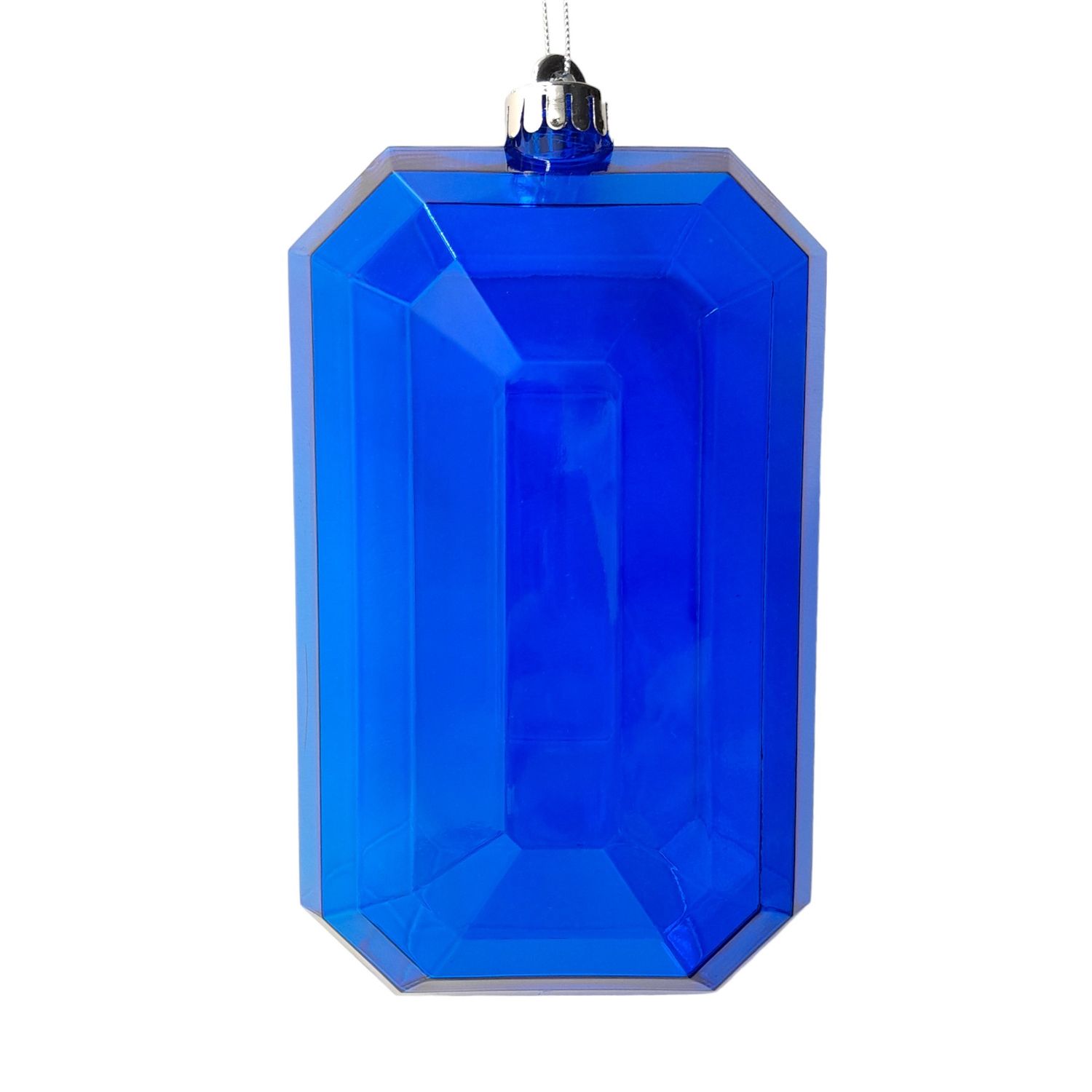 5&quot;x8&quot; Plastic Rectangle Gem Ornament Royal w/Silver Cap
