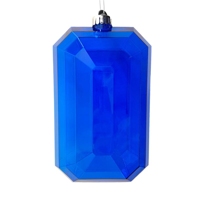 5&quot;x8&quot; Plastic Rectangle Gem Ornament Royal w/Silver Cap
