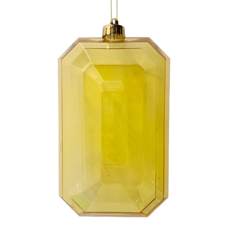 5&quot;x8&quot; Plastic Rectangle Gem Ornament Gold w/Gold Cap