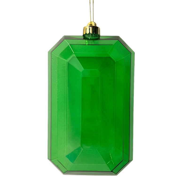 5&quot;x8&quot; Plastic Rectangle Gem Ornament Emerald w/Gold Cap
