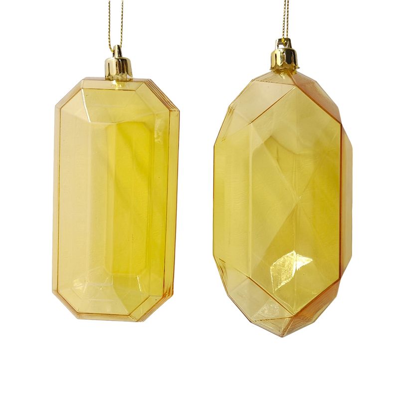 5.25&quot; Plastic Gem Ornament Gold w/Gold Cap Assorted