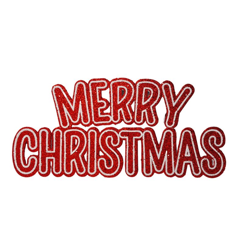 12.25"x5.75" Glitter "Merry" Christmas Shelf Sitter Red/White