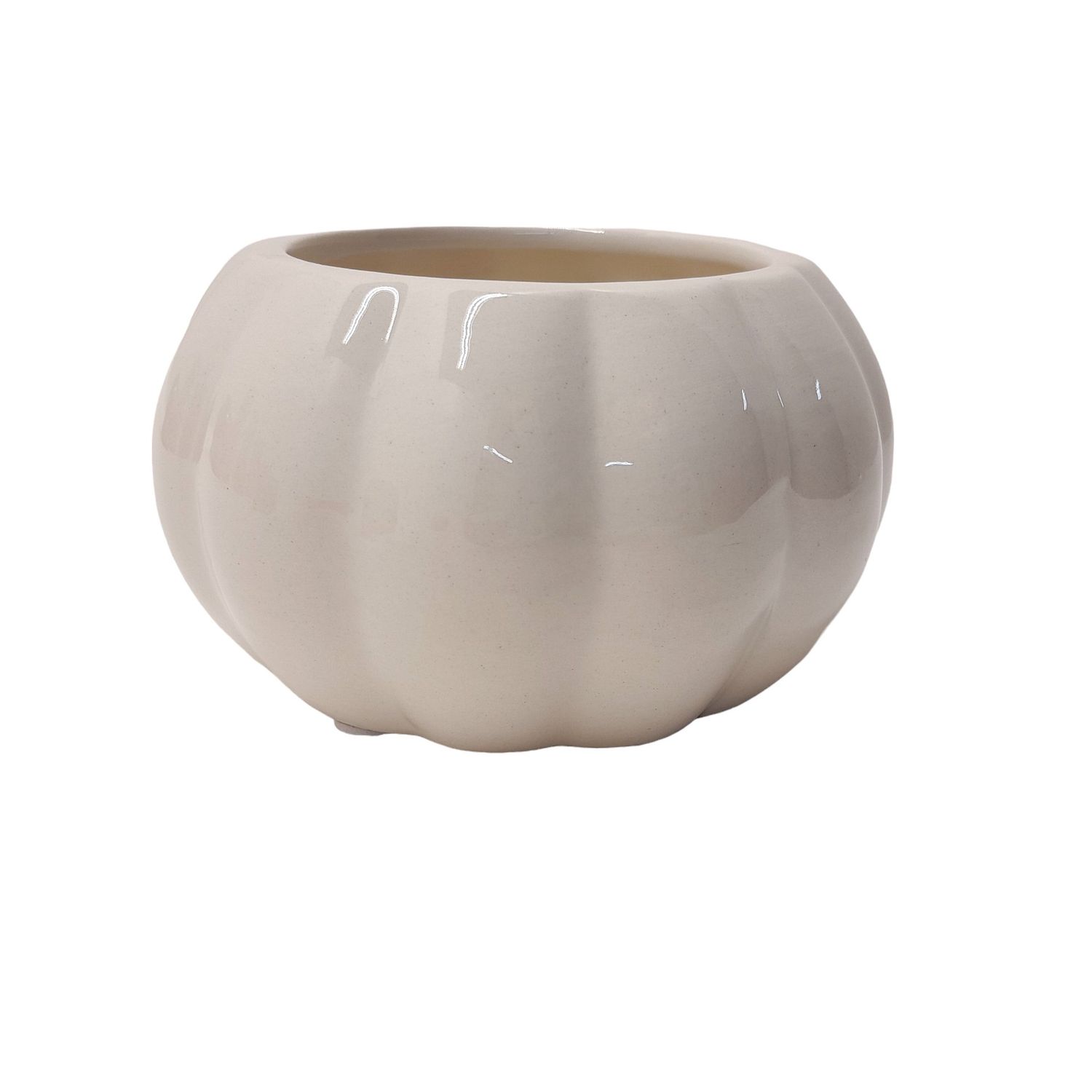 5" Ceramic Pumpkin Container White